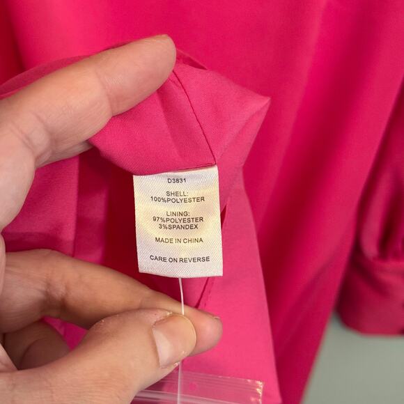 Alexia Admor Mini Sheath Dress 10 Pink Barbiecore Party V-Neck Puff Sleeves NWT - Picture 9 of 9